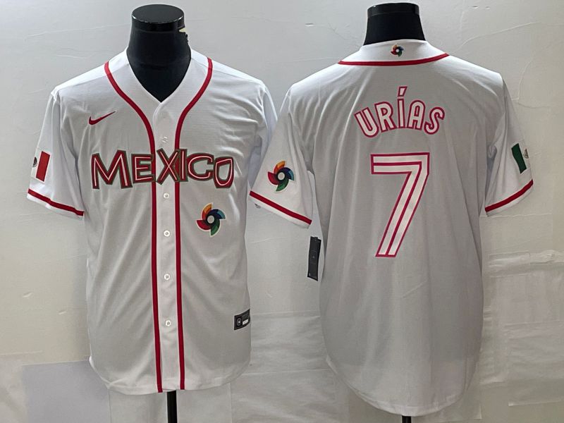 Men 2023 World Cub Mexico 7 Urias White Nike MLB Jersey63